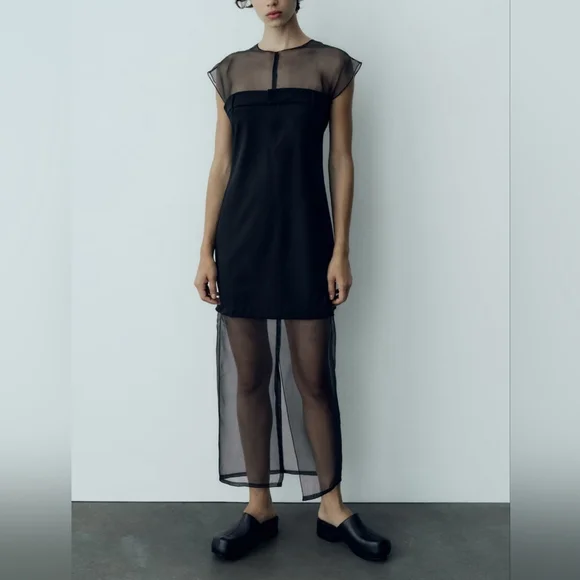 zara organza dress BLOGGER FAV ZARA MIXED ORGANZA DRESS LIMITED EDITION SIZE M